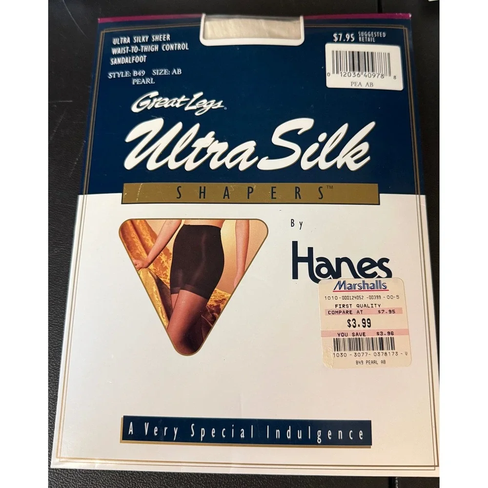 Hanes Womens AB Shapers Pantyhose Pearl Great Legs Ultra Silk B49 Sandalfoot NEW